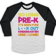 Last Day Pre-K Kindergarten Here I Come Graduation T-Shirt Baseball Raglan Shirt