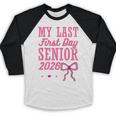 My Last First Day Senior 2026 Coquette Pink Bow Graduation Baseball Raglan Shirt