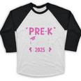 Little Miss Pre-K Grad 2025 Coquette Preschool Graduation Baseball Raglan Shirt