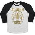 Los Angeles Hotrods Automotive Nostalgia Distressed Baseball Raglan Shirt Los Angeles Hotrods Automotive Nostalgia Distressed Baseball Raglan Shirt