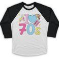 I Love 70's Retro Style Nostalgia Vibe 1970's Party Premium Tri-Blend Baseball Raglan Shirt