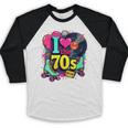 I Love The 70s Vintage Cassette Roller Vinyl Nostalgia 70s Baseball Raglan Shirt