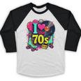 I Love The 70s Vintage Cassette Roller Vinyl Nostalgia 70s Premium Tri-Blend Baseball Raglan Shirt