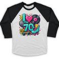 I Love The 70s Vintage Cassette Roller Vinyl Nostalgia 70s Baseball Raglan Shirt