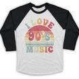 I Love 90's Music Retro Style Nostalgia Cassette 1990s Party Baseball Raglan Shirt I Love 90's Music Retro Style Nostalgia Cassette 1990s Party Baseball Raglan Shirt