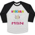 Nurse MSN Graduation Unicorn T-Shirt Nursing School Baseball Raglan Shirt