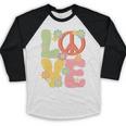 Peace Sign Love Groovy Vibes Costume Nostalgia 1980s Fashion Baseball Raglan Shirt