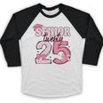Pink Coquette Bow Senior 2025 Back To School Graduation Girl Baseball Raglan Shirt
