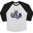 Please Be Patient I'm From The 1900s Retro Raccoon Saying Baseball Raglan Shirt