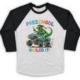 Preschool Graduation Monster Truck Dinosaur Boys Dino Tee Baseball Raglan Shirt