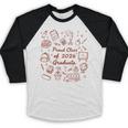Proud Class Of 2026 Graduate Doodle Senior Graduation Premium Tri-Blend Baseball Raglan Shirt