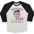 Proud Mom Of a 2024 Graduate Floral Flower Family Graduation Baseball Raglan Shirt
