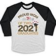 Proud Mom Of Two 2021 Graduates Twin Mama Graduation Leopard Baseball Raglan Shirt