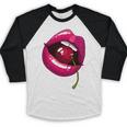 Rainbow Lips With a Cherry In The Mouth 80s Nostalgia Premium Tri-Blend Baseball Raglan Shirt