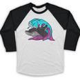 Retro 80s Shark Whale Diving Nostalgia Shark Party Baseball Raglan Shirt Retro 80s Shark Whale Diving Nostalgia Shark Party Baseball Raglan Shirt