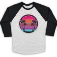Retro 80s Synthwave Sunset & Palm Trees Retro Nostalgia 80s Baseball Raglan Shirt