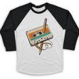 Retro Cassette Tape & Pencil Rewind Nostalgia Party 80s 90s Baseball Raglan Shirt