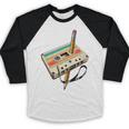 Retro Cassette Tape & Pencil Rewind Nostalgia Party 80s 90s Premium Baseball Raglan Shirt