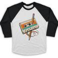 Retro Cassette Tape & Pencil Rewind Nostalgia Party 80s 90s Baseball Raglan Shirt