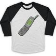Retro Dumb Flip Phone Vintage 90s Y2K Tech Nostalgia Baseball Raglan Shirt