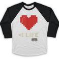 Retro Gamer 1 Life Pixel Heart – 8-Bit Gaming Nostalgia Baseball Raglan Shirt