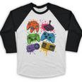 Retro Gamer Controller 80s 90s Video Game Arcade Nostalgia Baseball Raglan Shirt
