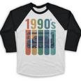 Retro Nineties Style Audio Tape Nostalgia Year 1990 Baseball Raglan Shirt