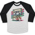 Retro Old Cassette Tape Cartoon With Walker Nostalgia Baseball Raglan Shirt