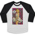 Retro Pop Art Vintage Style Blonde Psychedelic 50s Nostalgia Baseball Raglan Shirt