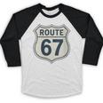 Retro Route 67 Highway Sign Vintage Road Nostalgia Baseball Raglan Shirt