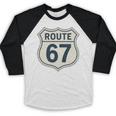 Retro Route 67 Highway Sign Vintage Road Nostalgia Premium Tri-Blend Baseball Raglan Shirt