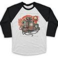 Retro Tech Stack 80s 90s Nostalgia Analog TV Cameras Baseball Raglan Shirt