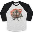 Retro Tech Stack 80s 90s Nostalgia Analog TV Cameras Baseball Raglan Shirt