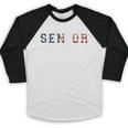 Senior 2023 American Flag USA Graduation Class Of 2023 Women Kids Men Baseball Raglan Shirt