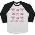 Senior 2025 Coquette Pink Bow Class Of 2025 Graduation Girls Baseball Raglan Shirt