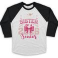 Senior 2026 Class Of 26 Coquette Pink Bow Graduation Sister Baseball Raglan Shirt