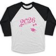 Senior 2026 Class Of 2026 Coquette Pink Bow Graduation Moms Baseball Raglan Shirt
