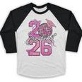 Senior 2026 Graduation Girls Coquette Pink Bow Class Of 2026 Premium Baseball Raglan Shirt