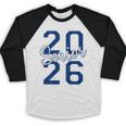 Senior 2026 Graduation Varsity Navy Blue On The Back Baseball Raglan Shirt