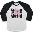 Senior 2027 Class Of 2027 Coquette Pink Bow Graduation 2027 Baseball Raglan Shirt