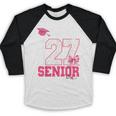 Senior 2027 Class Of 2027 Pink Coquette Bow Graduation Girl Baseball Raglan Shirt