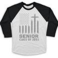 Senior Class Of 2025 USA Flag Cross Christian Graduation Baseball Raglan Shirt