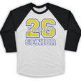 Senior Class 2026 Graduation Yellow Blue Letters Baseball Raglan Shirt