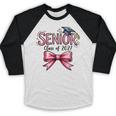 Senior Class Of 2027 Coquette Pink Bow Graduation 2027 Girls Baseball Raglan Shirt