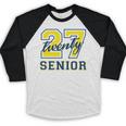 Senior Class Of 2027 Graduation Yellow And Blue On The Back Premium Tri-Blend Baseball Raglan Shirt