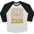 Senior Dad Class Of 2026 Purple Yellow Vintage Graduation Baseball Raglan Shirt