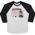 Senior Mom Class Of 2027 Cute Cat Graduation Pink Bows Girls Baseball Raglan Shirt