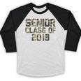 Seniors 2019 Class TShirt Camo Print T-Shirt Graduation Gift Baseball Raglan Shirt