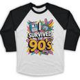 I Survived The 90s – Cute Retro Cartoon Nostalgia Baseball Raglan Shirt