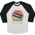 Tracking Adjustments Required Nostalgia VHS Retro Tape Baseball Raglan Shirt
